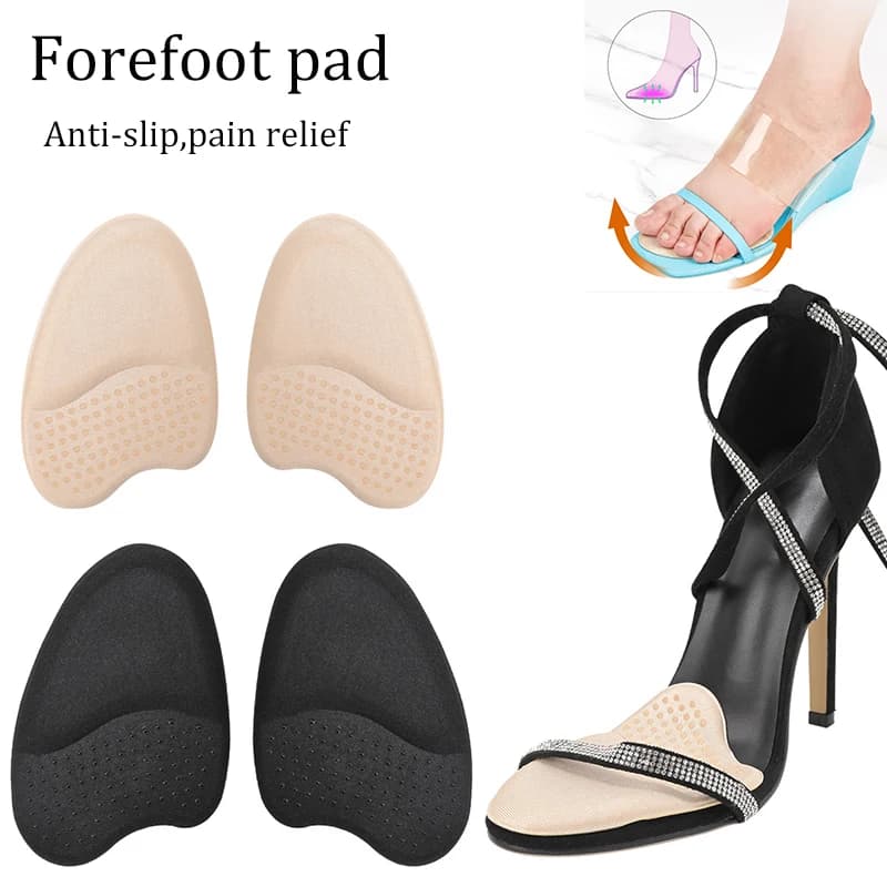 2 Pairs Gel Forefoot Insert Women High Heels Cushion Pads Anti-slip Foot Pain Relief Pads Half Insoles Round Toe Shoe Inserts
