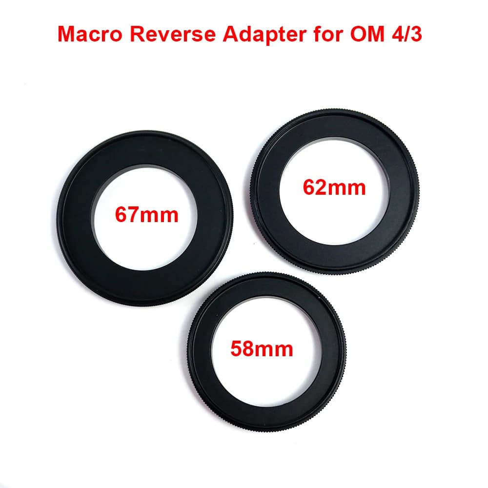 For Olympus OM 4/3 mount Macro Photography Reverse Adapter Ring 49 52 55 58 62 67 72 77mm