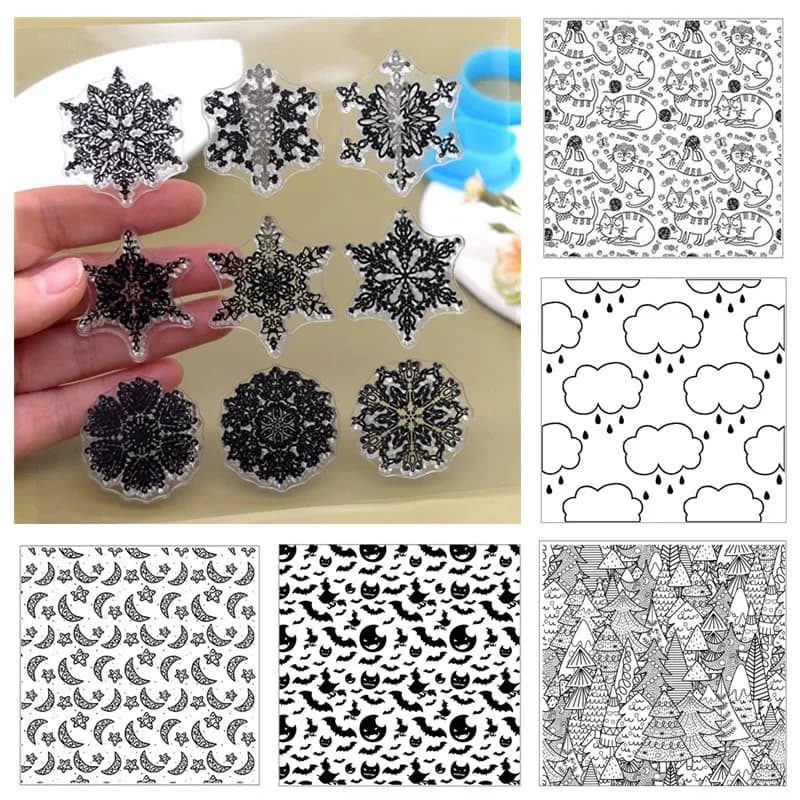 SNASAN Carton Polymer Clay Texture Stamp Sheets Mandala Pattern DIY Embossing Art Clay Pottery Tools Individual Design