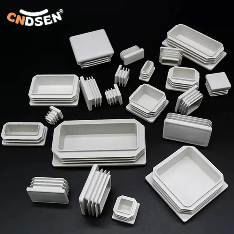 1/2/5/10 Pcs White Rectangle/Square Blanking End Cap Table Leg Foot Pad Steel Pipe Insert Plug 15x15mm -50x100mm