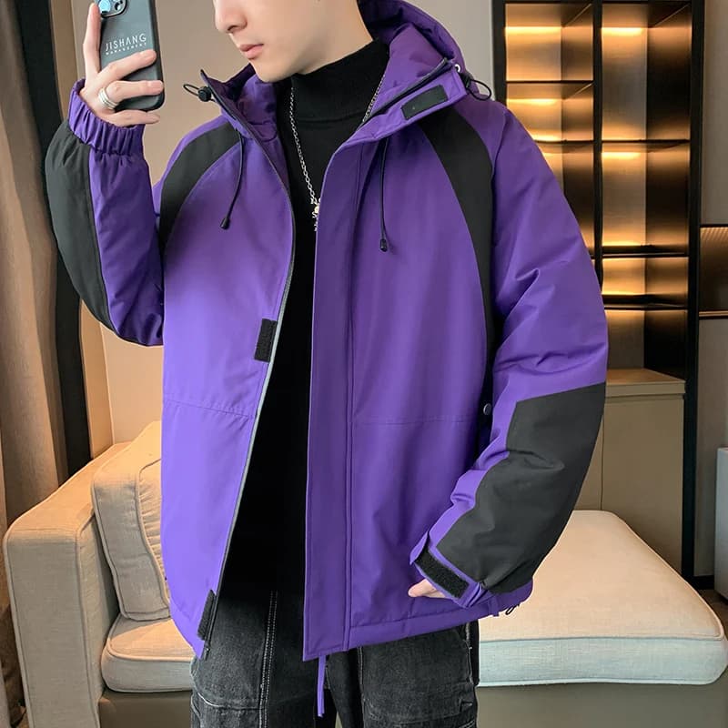 Casual 2024 Winter Men's Loose Hooded Cotton-Padded Jacket Outdoor Waterproof Windproof Thicken Warm Parkas Youth Wear Down Coat