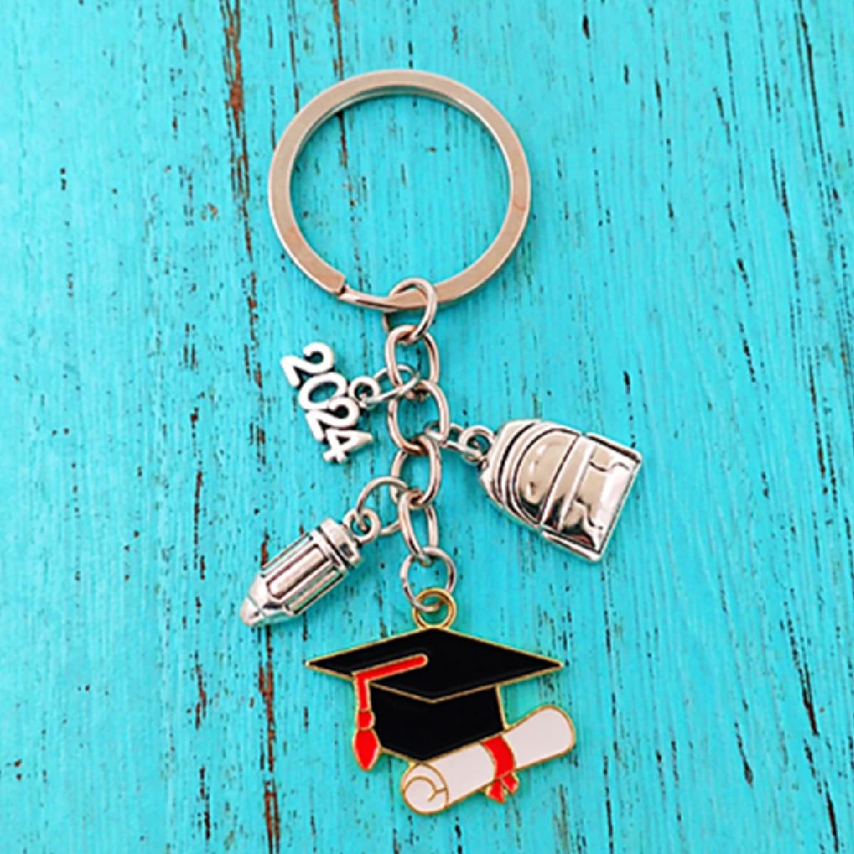 1pcs schoolbag pencil 2024 digital drip oil cap keychain graduation gift
