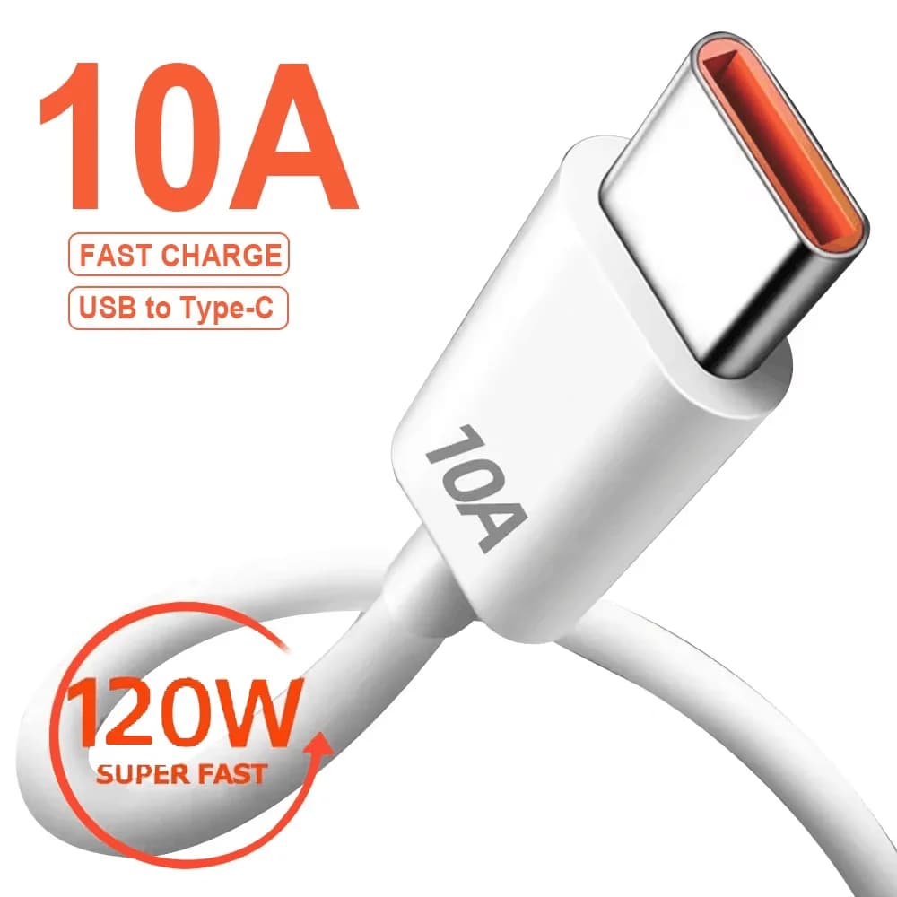 USB Type C Cable 10A 120W Fast Charging Phone Charger Data Cord For Huawei Mate 40 Honor Xiaomi Samsung USB C Quick Charge Wire