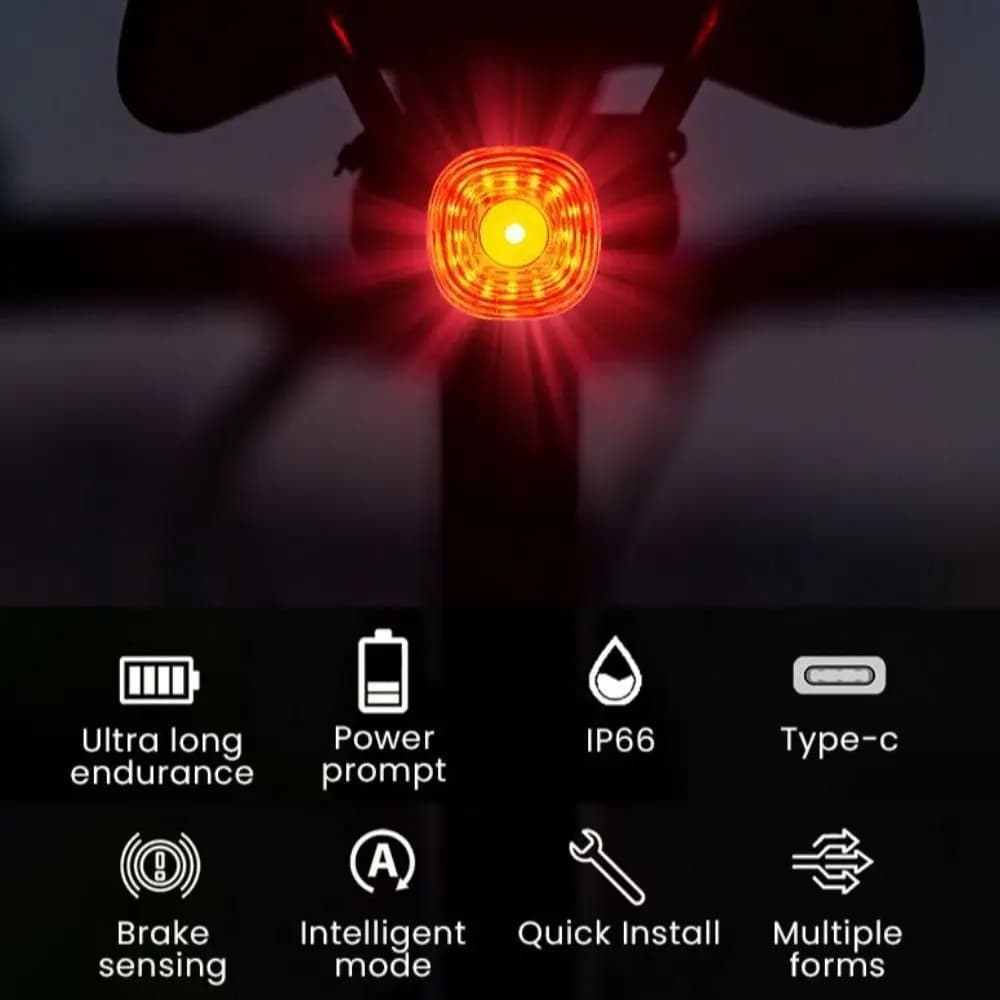 USB Intelligent Car Brake Sensor Light, Bicycle Taillight, Waterproof LED Charging, Bicycle Taillight Warning, Bicycle Taillight
