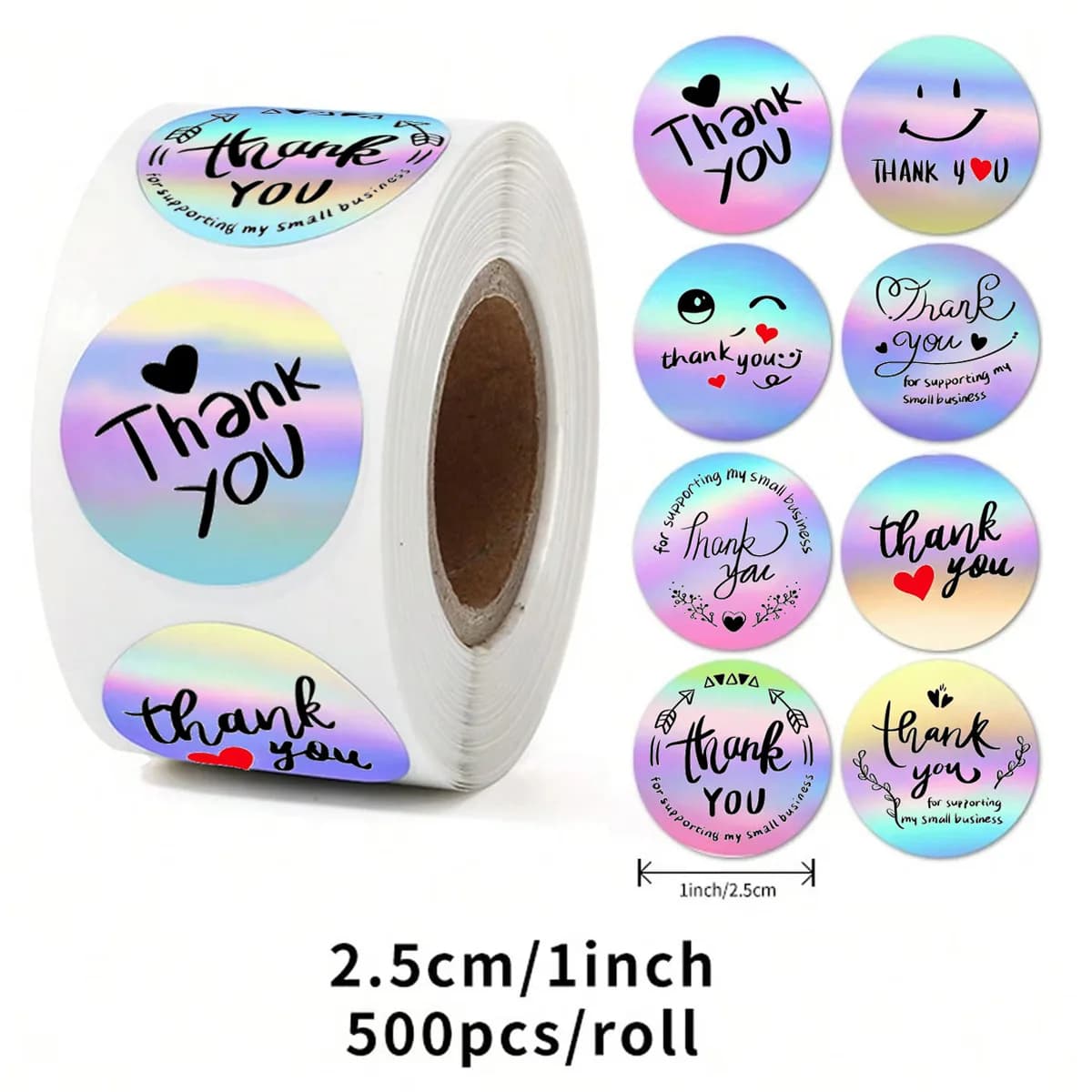 500Pcs /Roll 2.5cm Laser Sticker Reward Decorative Gift Series Self-Adhesive Stationery Sticker Labels