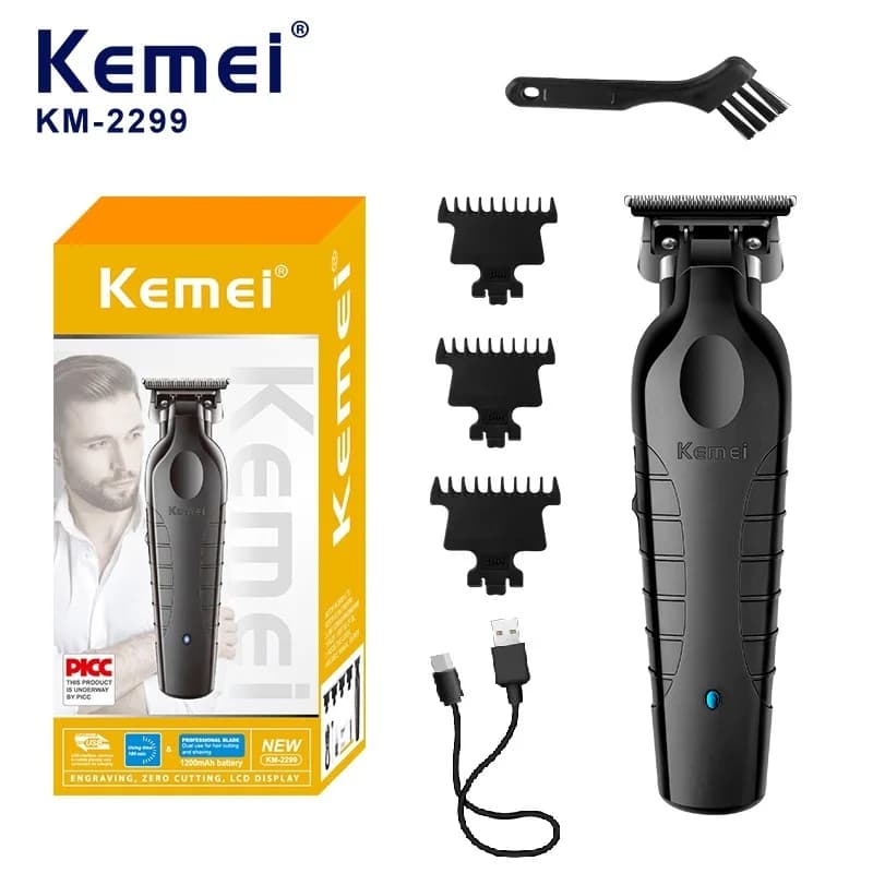 Kemei  Men's Cordless Hair Clipper USB Rechargeable Electric Hair Clipper Zero Gap Trimmer Electric Hair Cutting Machine KM-2299