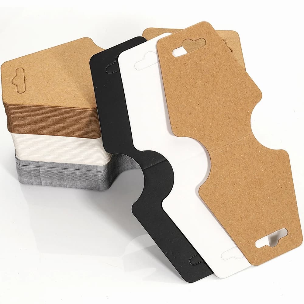 50/100PCS Blank Kraft Paper Card Necklace Pendant Bracelet Display Card Foldable Package Tag Black White khaki Jewelry Lable