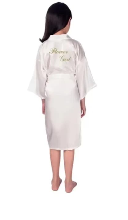 Flower Girl Gold Glitter Pure-colored Robe Kids Satin Silky Robes Children Girls Bridal Party Wedding Getting Ready