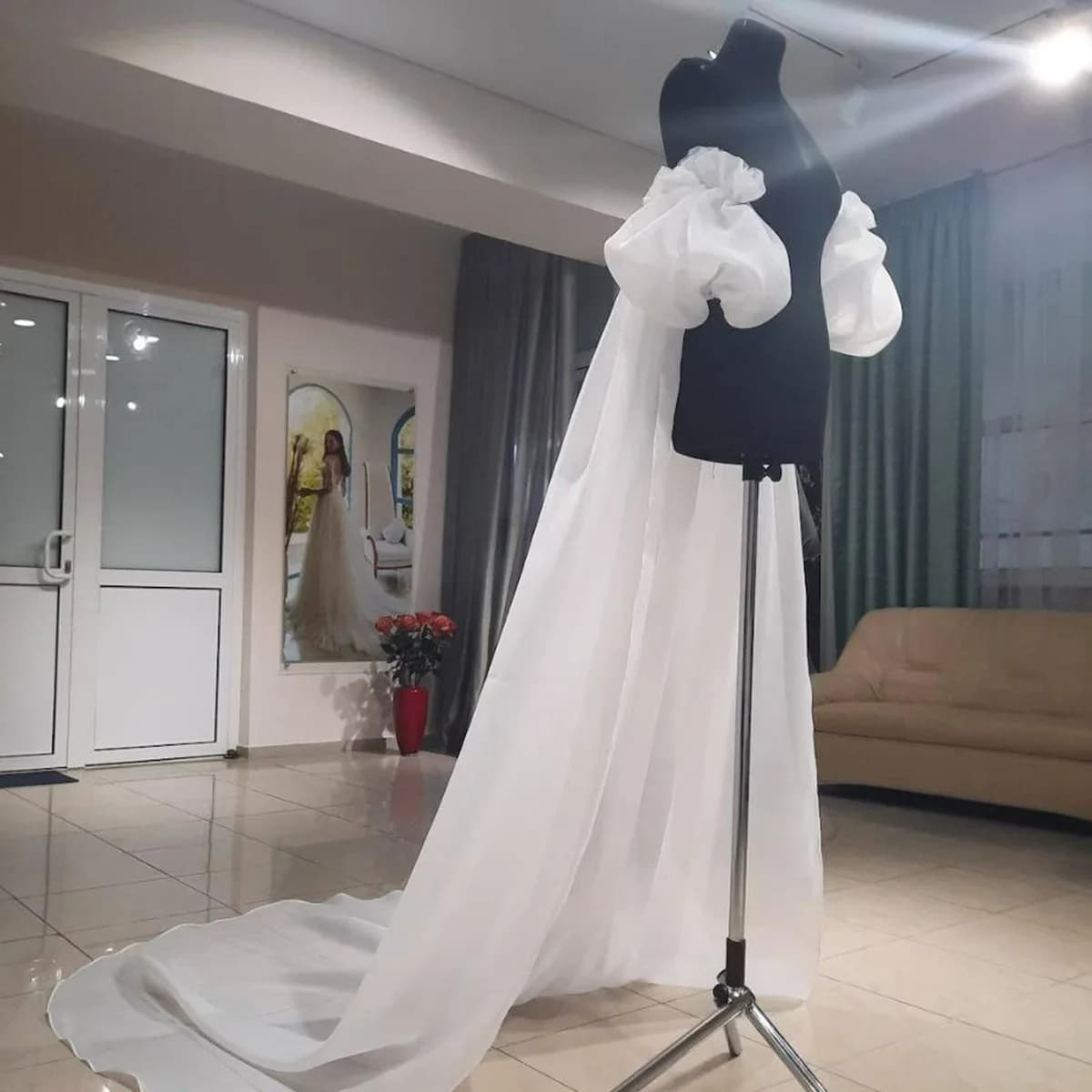 Bride Detachable Wedding Organza Wrap with Sleeves Accessory Travel Photography Party Wedding Bridal Accessories