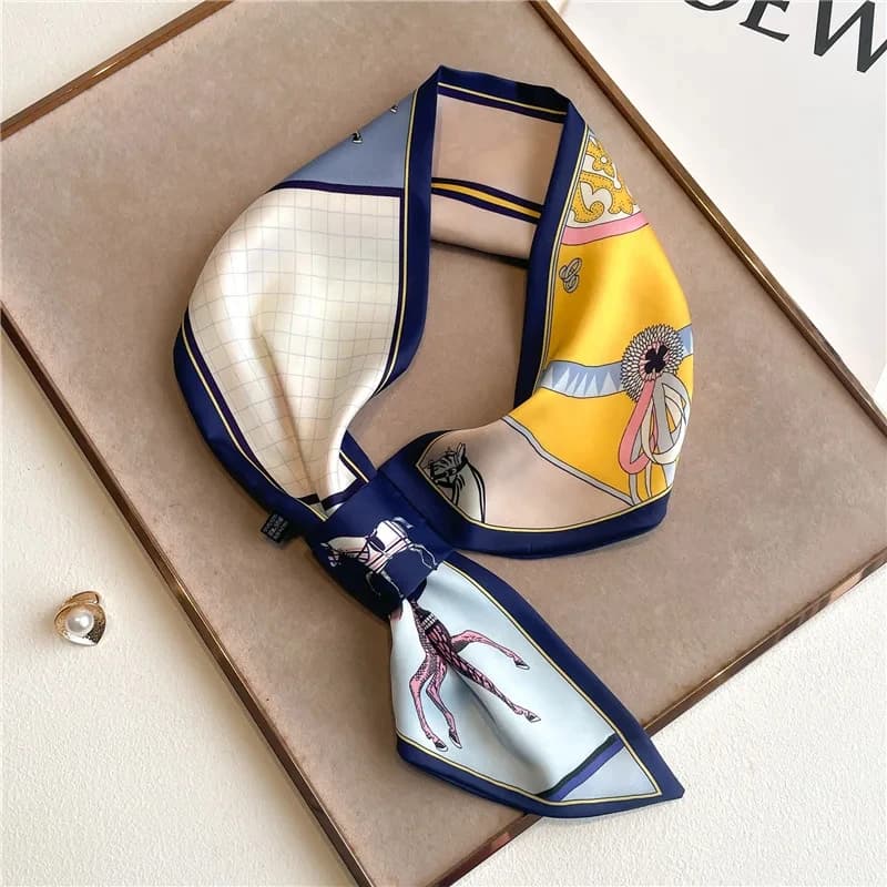 Luxury Brand 2024 Skinny Neckerchief Scarf For Women Satin Silk Ribbons Bandana Ladies Neck Tie Wrist Wrap Shawl Echarpe