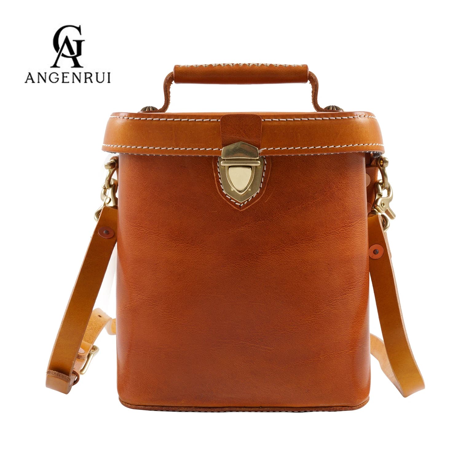 ANGENGRUI Luxury Leather Handmade Women's Bag One Shoulder Crossbody Fashion Bucket Bag