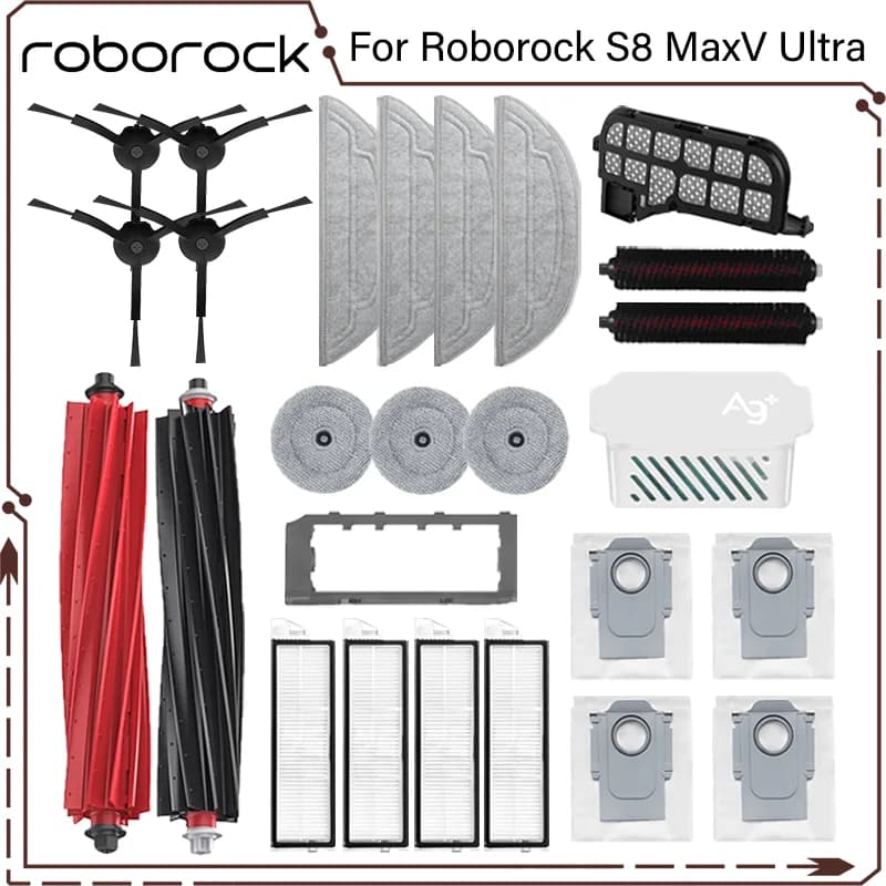 Replacement Main Side Brushes Mop Cloths HEPA Filters Dust Bags Accessories For Roborock S8 MaxV Ultra Robot Vacuum Spare Parts