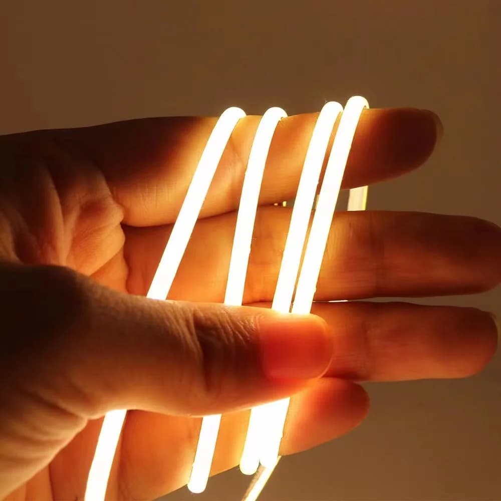 Self-adhesive Cob Led Strip 3mm 5mm Ultra Narrow Dimmable Ra90 384leds 12V 24V Free Cut Flexible Led Strip Light
