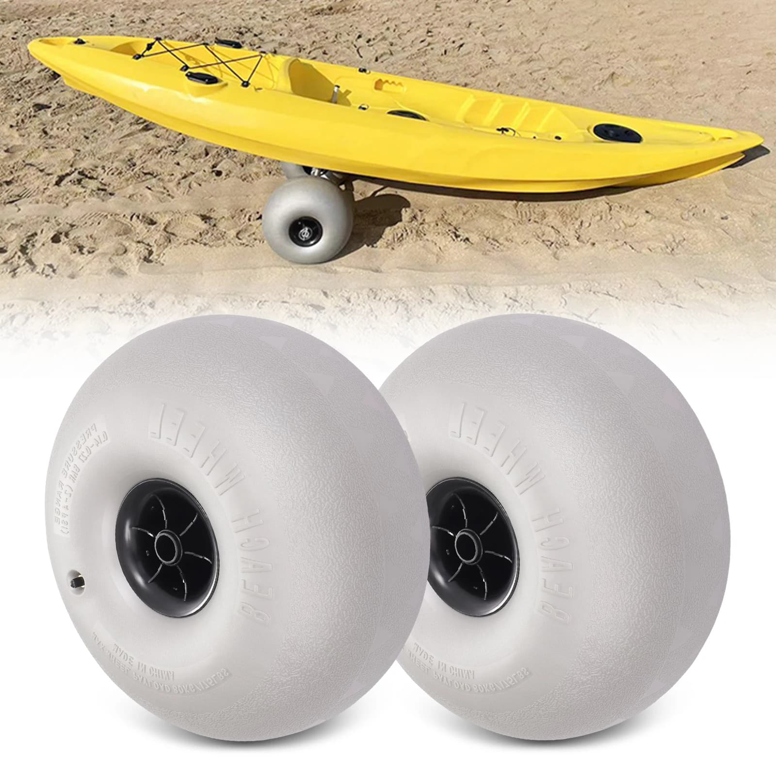 2 Pcs 9"/10"/16" Inflatable Wheels Replacement Sand Tire for Kayak Dolly Canoe Replacement Balloon Beach Cart