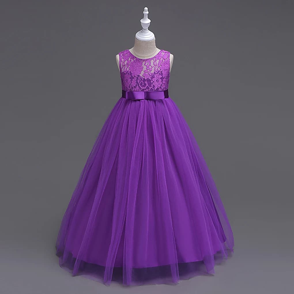 Girls Party Dresses 7 Colors 120cm-170cm Long Dress Children Princess Lace Trailing Skirt Wedding Birthday Performance Vestidos