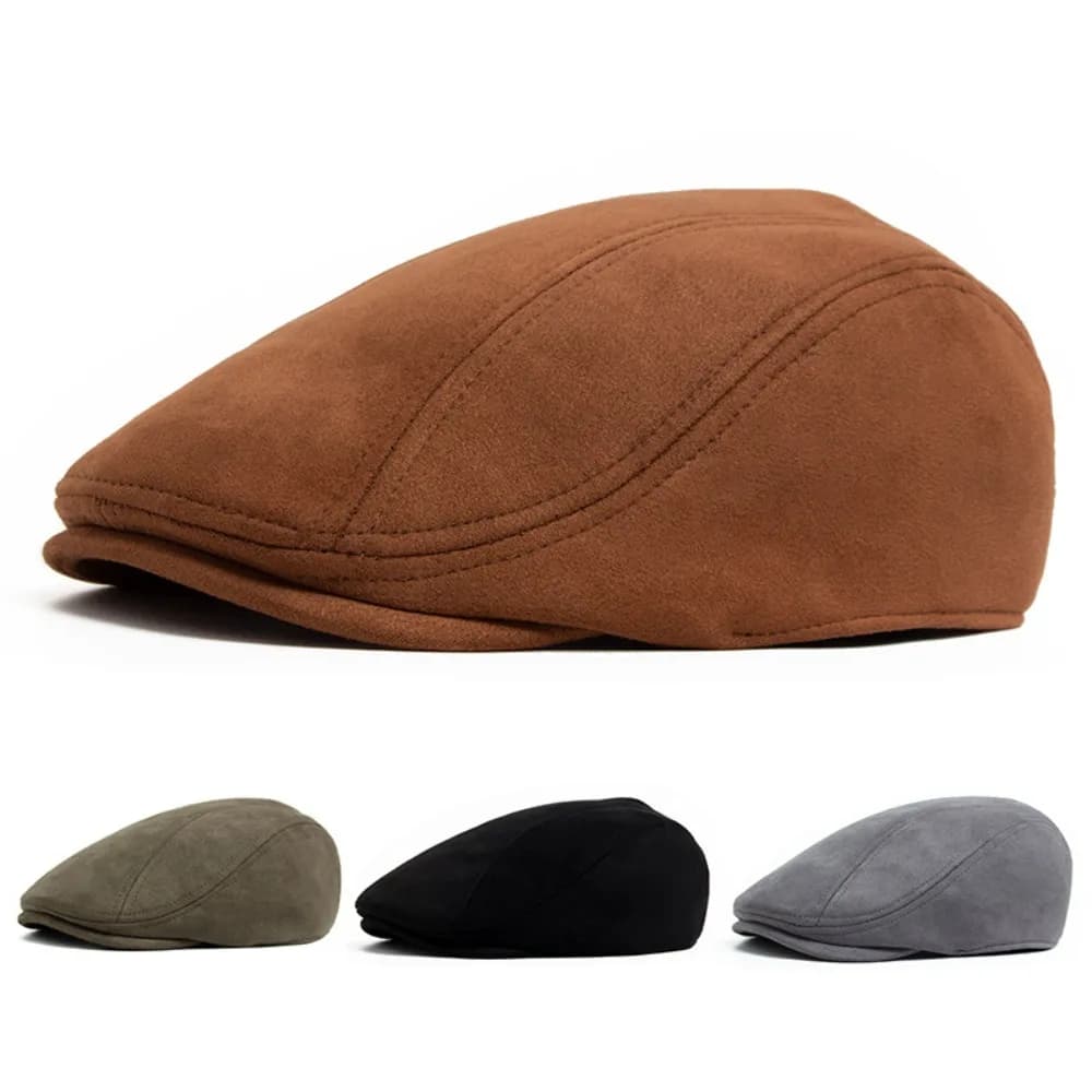 Retro Suede Autumn Winter Beret Cap Fashion Vintage Men Women Newsboy Hat Casual Artist Flat Visor Cap
