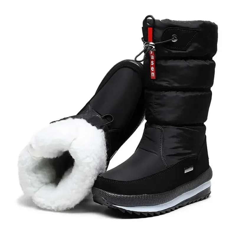 2025Winter Women's Boots Fashion Mid Calf Snow Boot Thick Plush Warm Cotton Boots for Women Waterproof Platform Boot Botas Mujer