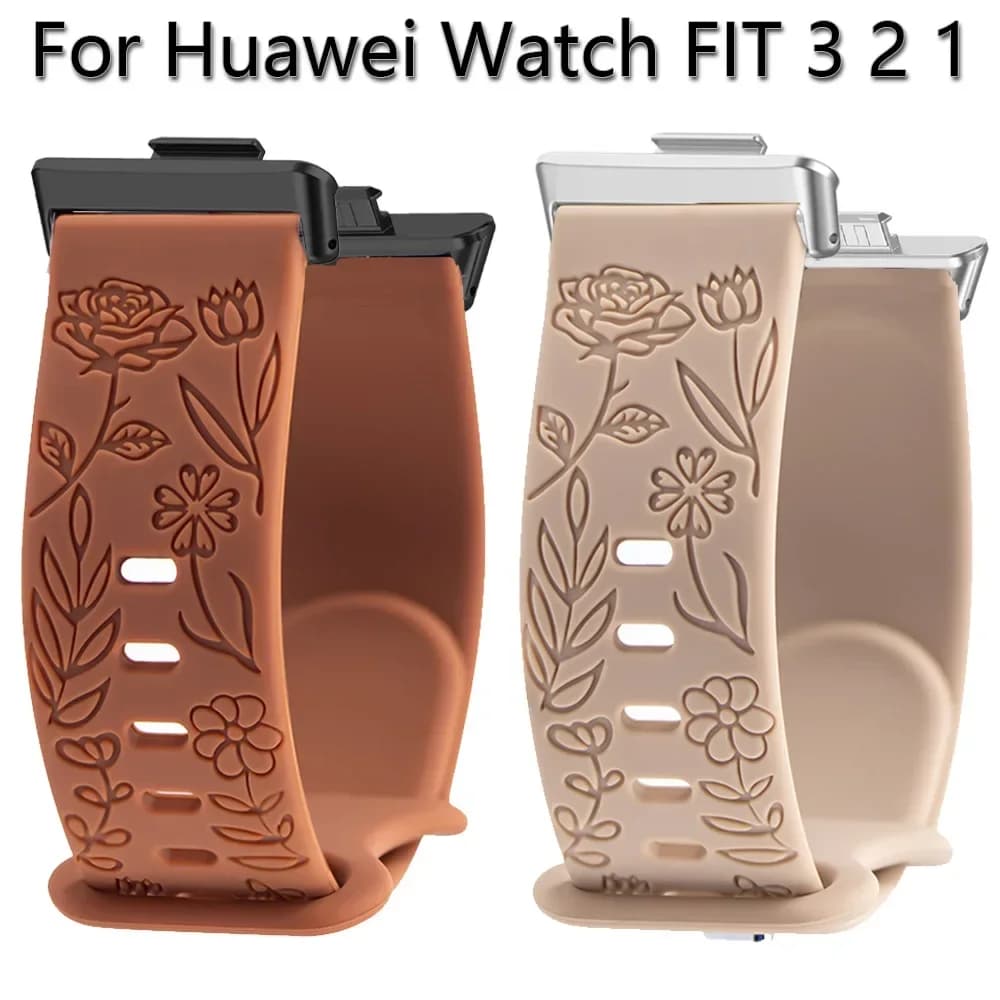 Prints Design Band For Huawei Watch Fit 3 Strap Bracelet Silicone Engraving Watchband For Huawei Watch Fit2 1 Smartwatch Correas