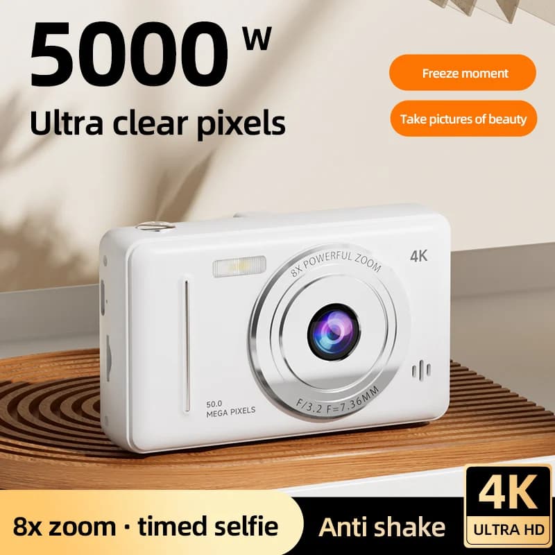 4K Digital Retro Camera With 50 Million Ultra HD Pixels Auto Focus CCD Portable Card Camera Dual Flash Anti Shake Entry-level