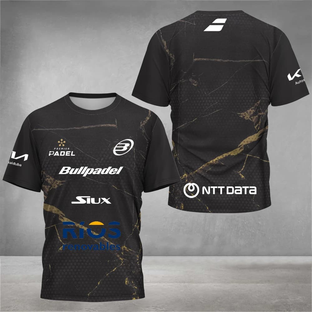 Padel tennis fan breathable quick drying T-shirt, men's tennis training top, 3D printed summer short sleeved clothing, round nec