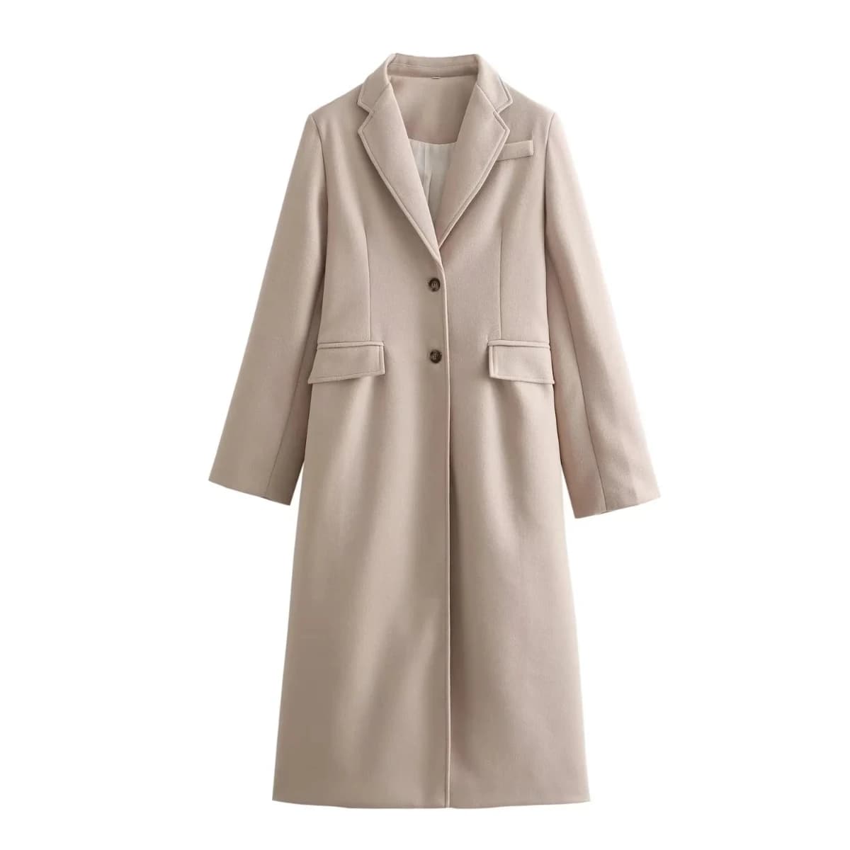 Women's Soft Oversized Woolen Trench Long SleeveFront Welt Pockets Female Outerwear Fashion Winters Coats Chic Overcoat