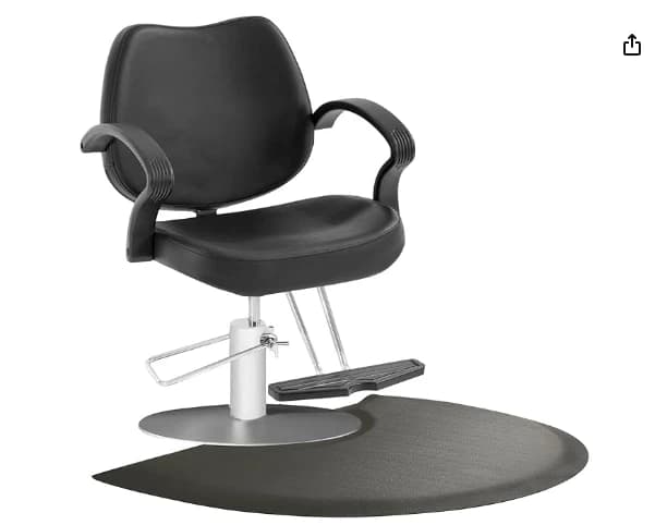 Mat 3'x5' Barber Shop Anti-Fatigue Salon Chair Mat - Black Semi Circle Salon mats for Hair Stylist - 1/2" Thick Comfort Sa