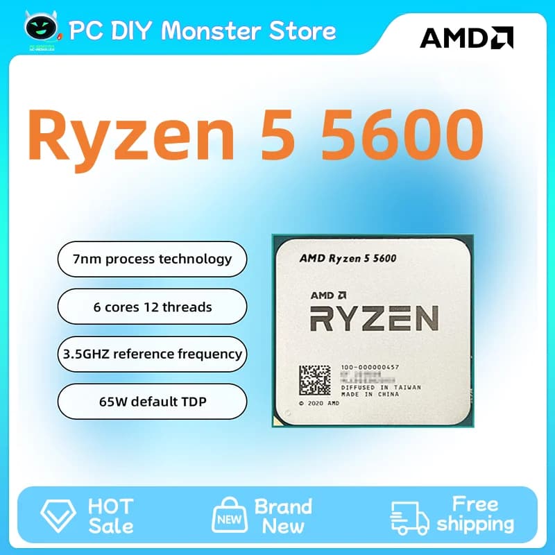 NEW AMD Ryzen 5 5600 R5 5600 3.5 GHz 6-Core 12-Thread CPU Processor 7NM L3=32M 100-000000927 Socket AM4 Graphics Chips Processor