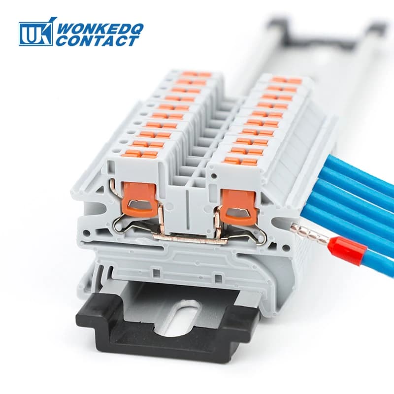 10Pcs PTV 2.5 DIN Rail Terminal Block Side-Entry Push-in Connection 2.5mm² 12 AWG Cable Wiring Electrical Wire Connector PTV2.5