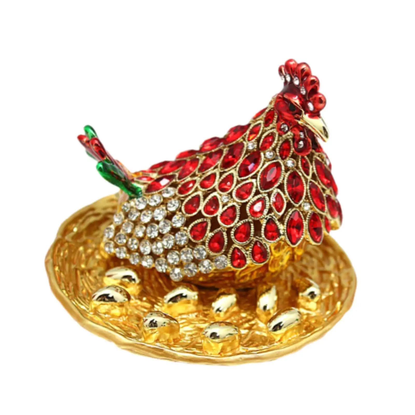 Chicken Figurine Jewelry Box Jewelry Organizer Hen Style Decorative Treasure Chest Box