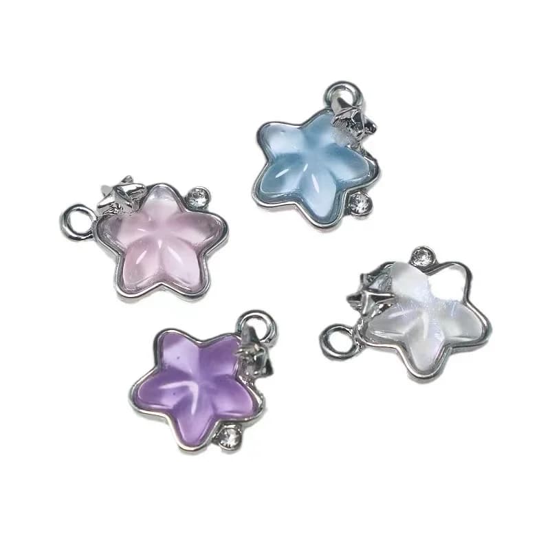 5Pcs Pentagram Alloy Charms Crystal Stars pendant for Jewelry Making Handmade Earring Bracelet Necklaces Diy Accessories