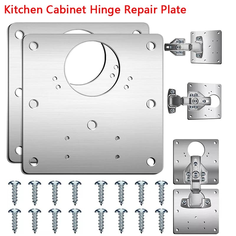 2/10Pcs Sets Hinge Repair Plate Kitchen Cabinet Door Hinges Mounting Plate with Screw Flat Fixing Brackets Furniture Hardware To