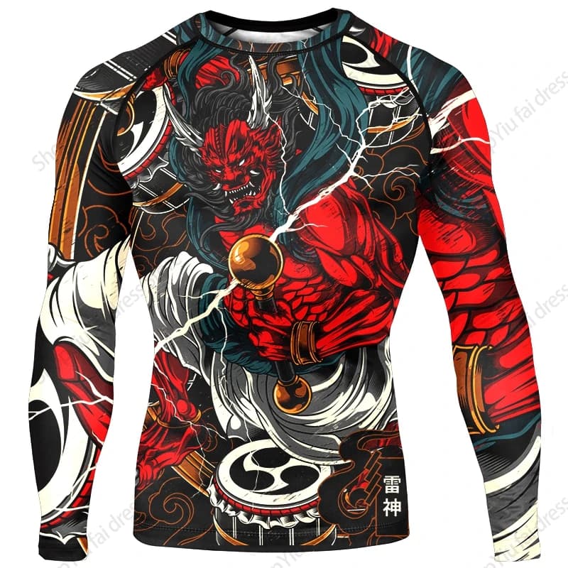 Men's Long Sleeve Round Neck T-shirt Japanese Samurai 3D Printed Graphic T Shirts Casual Street Tshirt Ropa hombre Tops Tattoo