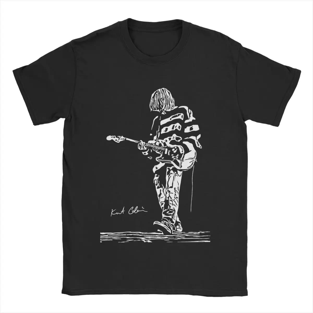 Kurt Cobain Guitar T Shirts Funny Casual Printed Cotton Short Sleeve Men Women Amusing Streetwear Versatile Harajuku Unisex Tops