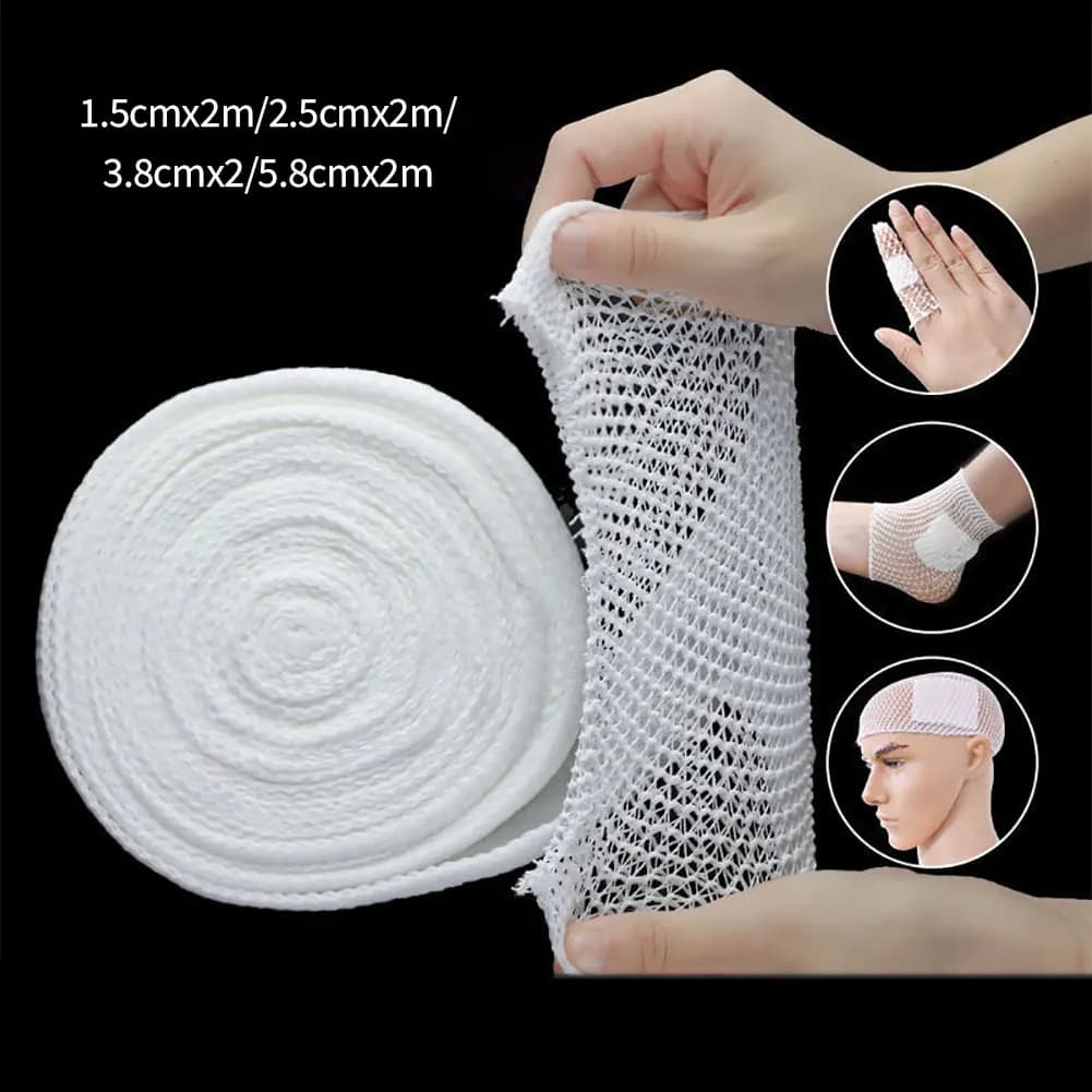 1 Roll Mesh Type Elastic Bandage Fixed Mesh Cover Soft Rebound Breathable Bandage for Finger Hand Leg Head