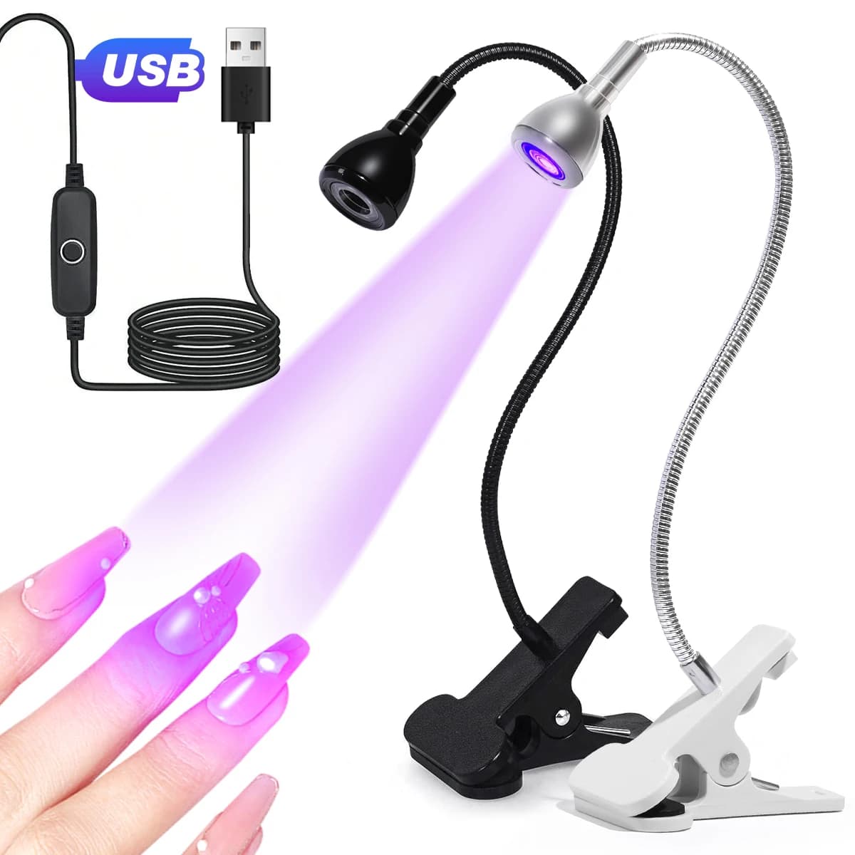 Gooseneck Nail Enhancement Lamp Usb Clip Desk Lamp 395 Nail Enhancement Light Nail Polish Uv Curing Violet Light Quick drying