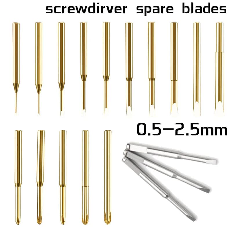 Replacement Spare Screwdriver Blades For 0.5mm to 2.5mm Flat Cross Screwdrivers Watch Camera Phone Repair Tools