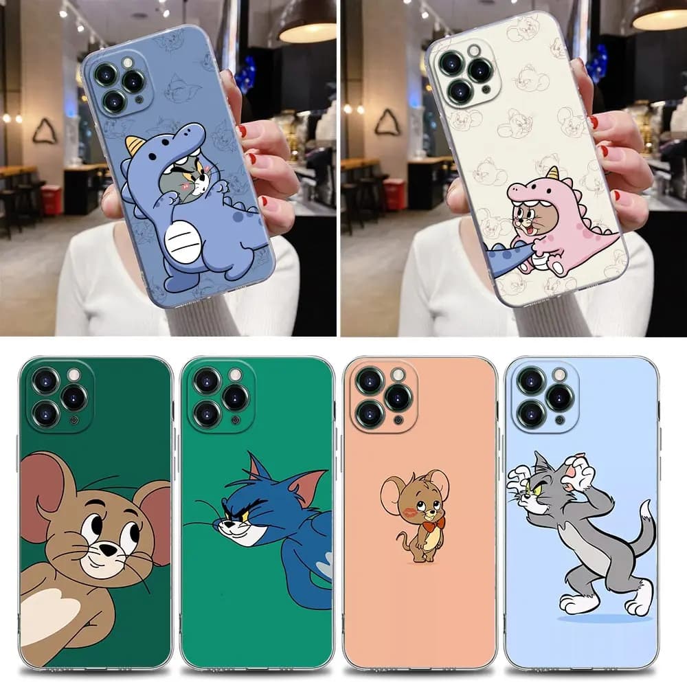 Case For iPhone 16 15 14 13 12 11 Pro Max Mini Xs X 7 8 Plus Cover For iphone 16 Pro Case Silicone J-Jerrys-Mouse-Toms Cat Clear