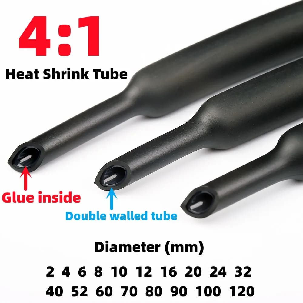 1Meter 4:1 Heat Shrink Tube With Glue Thermoretractile Heat Shrinkable Tubing Dual Wall Heat Shrink Tubing 2 4 8 16 24 40 52 120