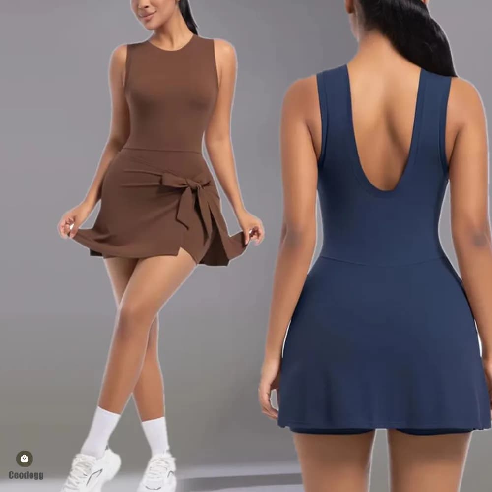 No Pad Women Tracksuit Yoga Set One Piece Jumpsuit Workout Skirt Rompers Sportswear Gym Set Workout Clothes for Women Romper