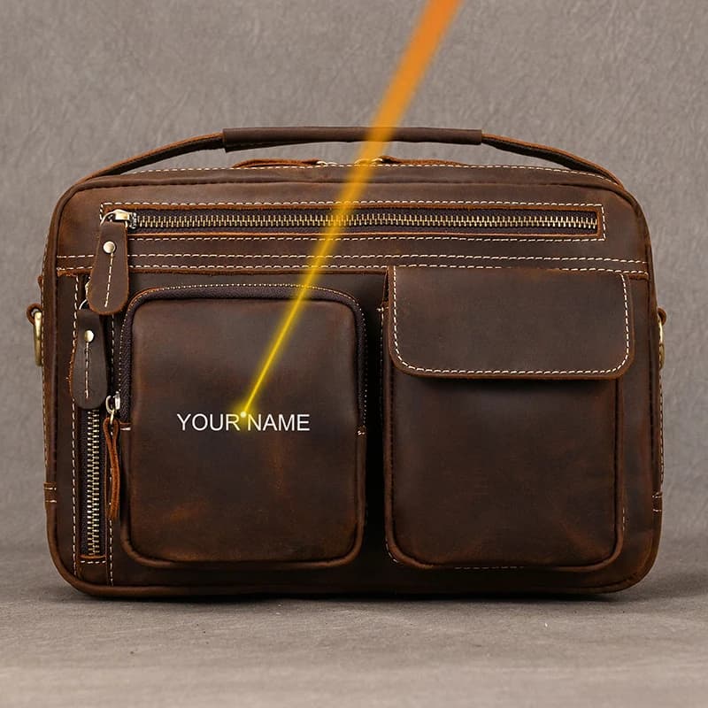 Vintage Crazy Horse Leather Men's Briefcases Daily Office Bags Fit 9.7" iPad Men Cover Messenger Bags Men's Shoulder Bag Handbag