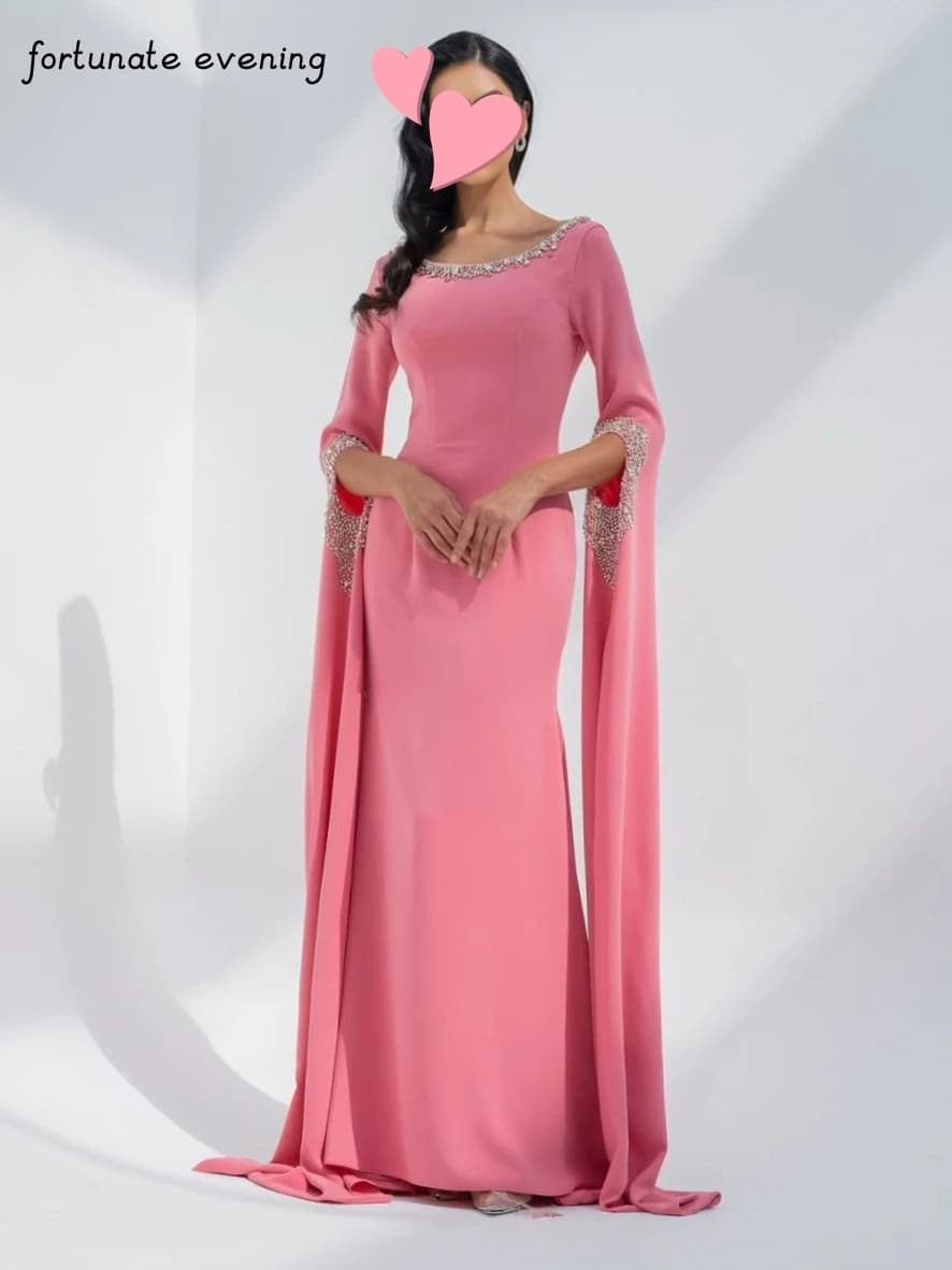 Fortunate Evening Elegant Vintage Sweet Sexy Pink Mermaid Crystal Beading Formal Occasion Prom Dress Evening Party Gowns