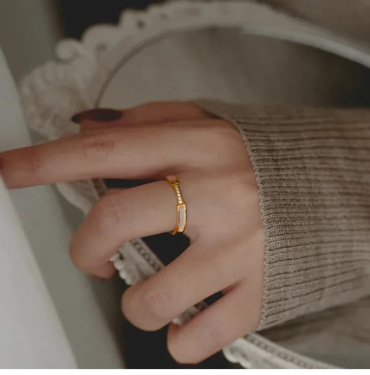 Shell Rings Titanium Steel Accessories for Women Ins Fashion Zirconia Gold Color Dainty Ring Female Jewelry