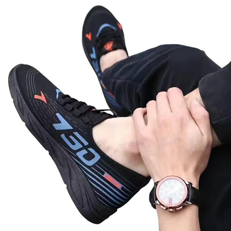 Men's sports walking shoes black jogging shoes casual sports shoes outdoor breathable mesh men's lightweight vulcanized shoes