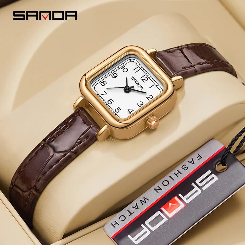 Sanda 1120 New Fashion Quartz Movement Elegant Design Mini Dial Water Resistant Leather Business Gift Women Analog Wrist Watch