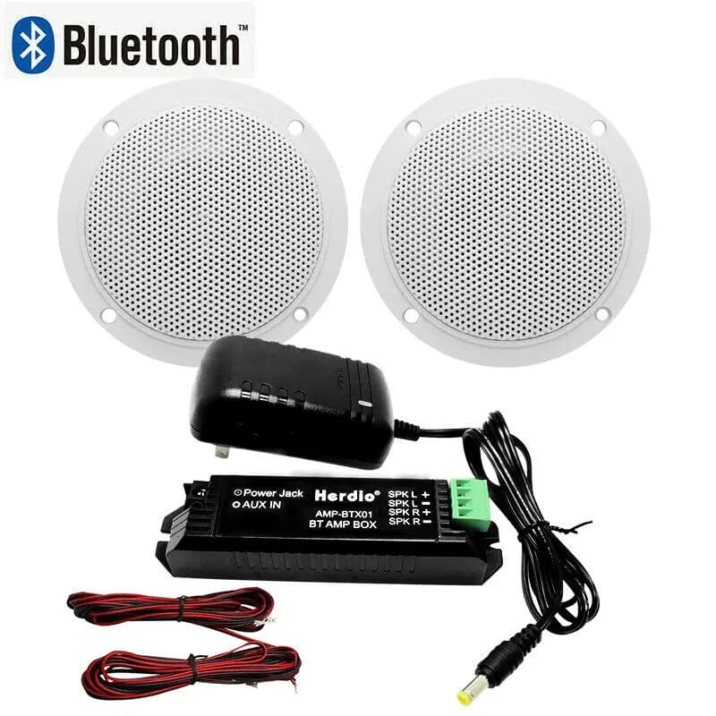 Herdio Waterproof Built In Digital Class Amplifier Bluetooth Compatible Ceiling Speaker 160W 4'' Active LoadSpeaker For Indoor