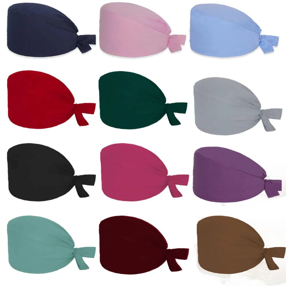 Women men Solid Scrub Cap Medical Nursing Hats Beauty Operating room Work Hat Unisex Dentist Surgical Hat
