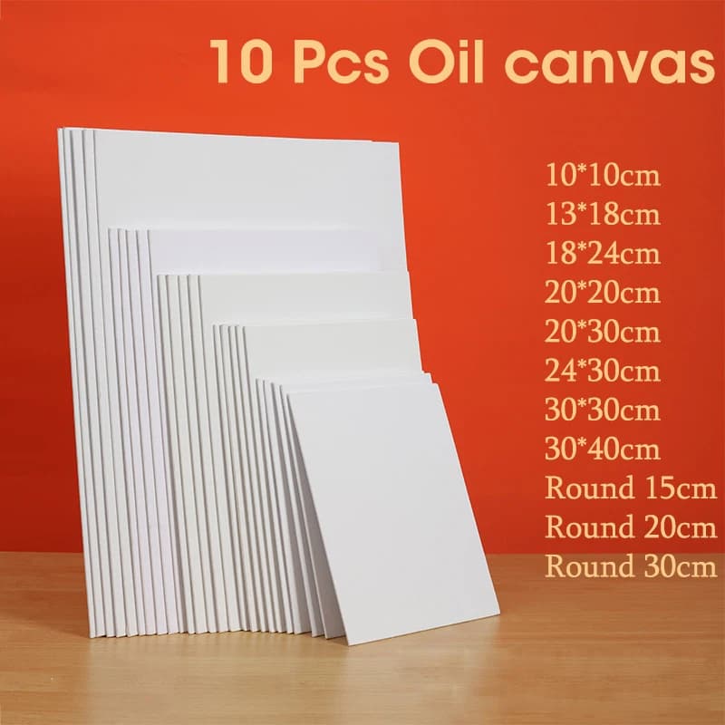 10 Pcs Canvas Board Painting Cotton Blank,Primed White,Suitable For Oil Painting,Watercolor,Gouache,Acrylic,Art Supplies,HB-17