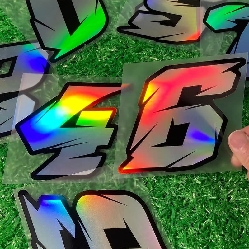 1PC Laser Number Scooter Stickers Waterproof Bicycle Motorcycle Fuel Tank Fairing Vinyl Decals for Honda Yamaha Kawasaki Ktm Bmw