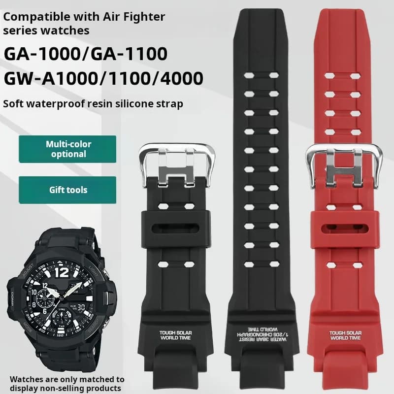 For Casio GW-A1000 GW-A1100 G-1400 GW-4000 GA-1000 GA-1100 men WatchBand Waterproof Sports Silicone Rubber Watch Strap with Tool