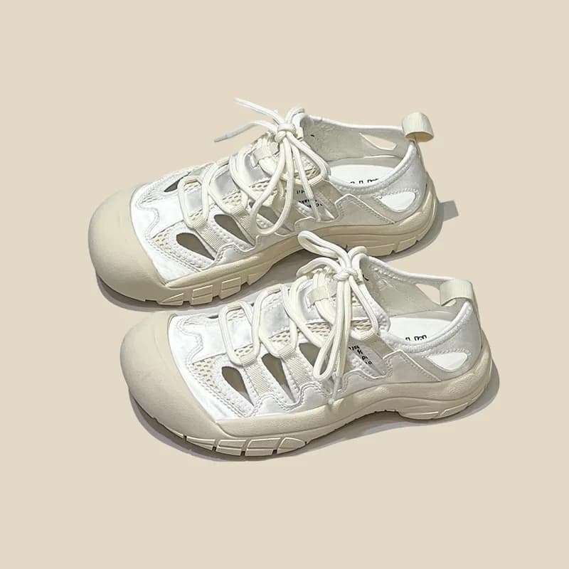 2022 Summer Women Sandals Mesh Casual Shoes White Thick-Soled Lace-Up Sandalias Open Toe Beach Shoes for Women New Zapatos Mujer